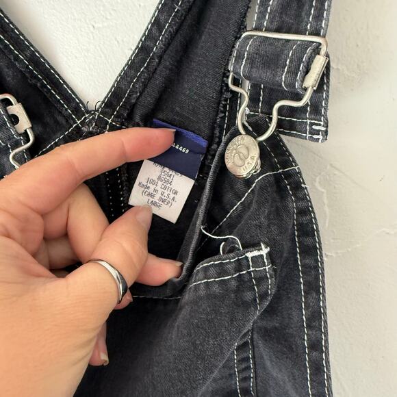 Hang Ten Girl's Size Large Black Cotton USA Denim Coveralls Overalls - Picture 5 of 9